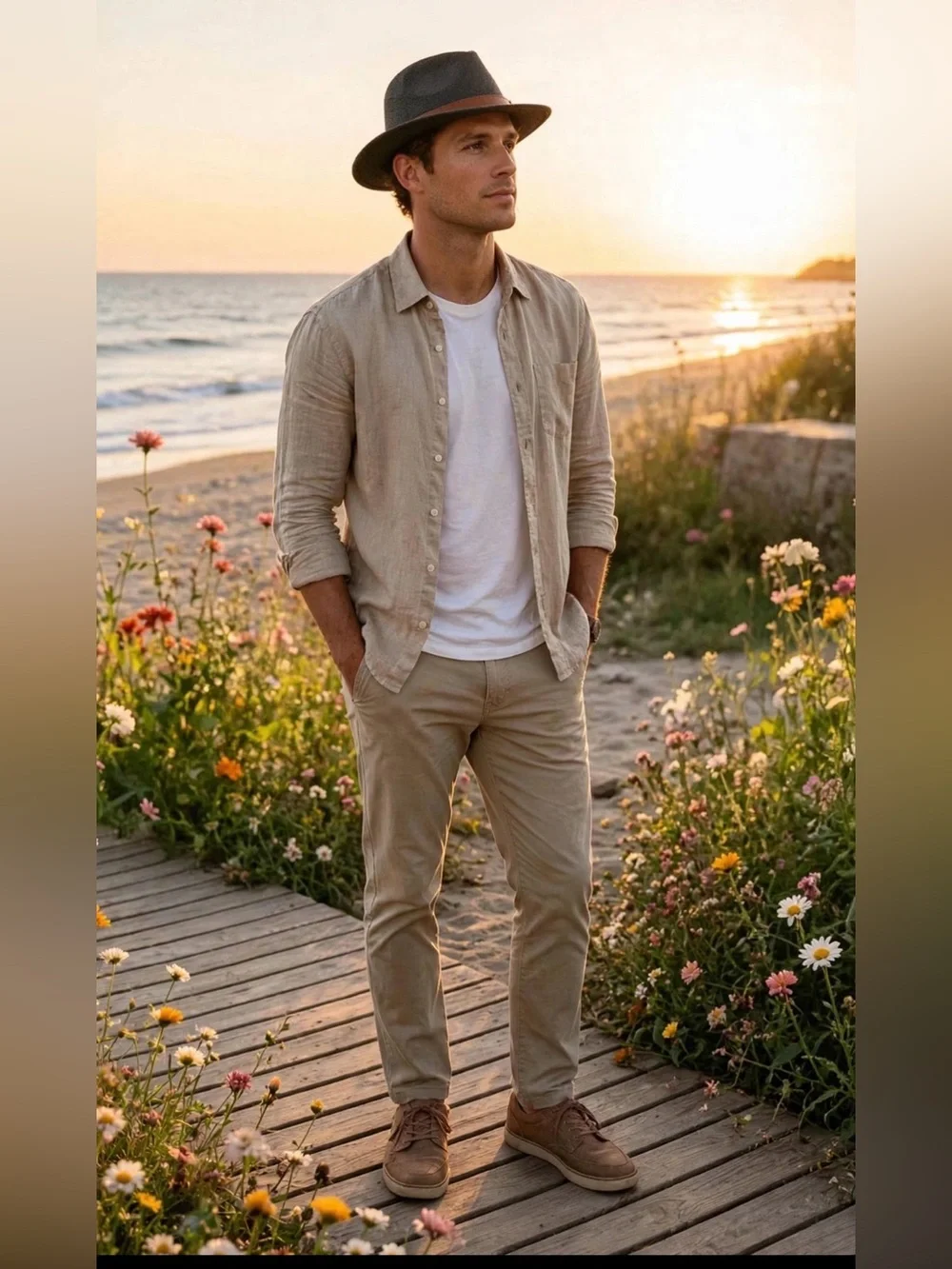 Men's Dark Gray Fedora Hat with Brown Leather Band